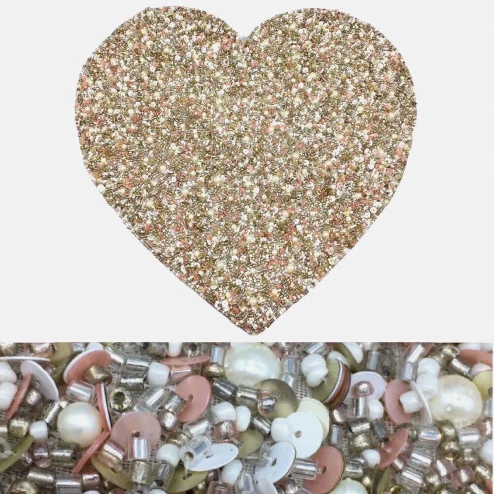 Nicole Miller Beaded Sequins Heart Placemat Centerpiece Valentine Day Wedding
